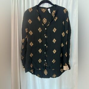 Italian Black & Gold Blouse Size Woman’s Medium